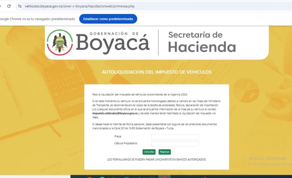 Plataforma de liquidación vehicular para Boyacá 2025.